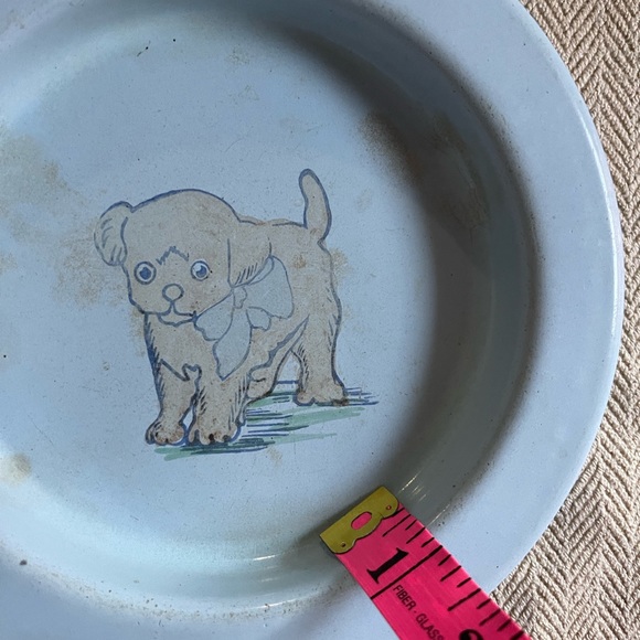 Rare Vintage Blue Enamel Dog Bowl - Picture 7 of 8